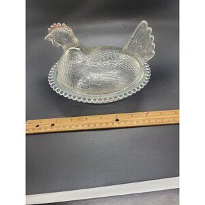 VTG Indiana Glass Hen Chicken On Nest Covered Dish Candy Retro Kitsch Cottage